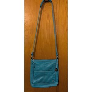 The Sak Turquoise Blue Genuine Leather Crossbody Bag Purse Multicolor Interior